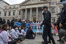 Protest action outside the Congreso de los Diputados in Madrid in 2022 AMP 8178.jpg