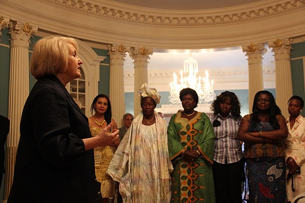 In 2012, Ambassador-at-Large for Global Women's Issues Melanne Verveer greets participants in an African Women's Entrepreneurship Program at the State