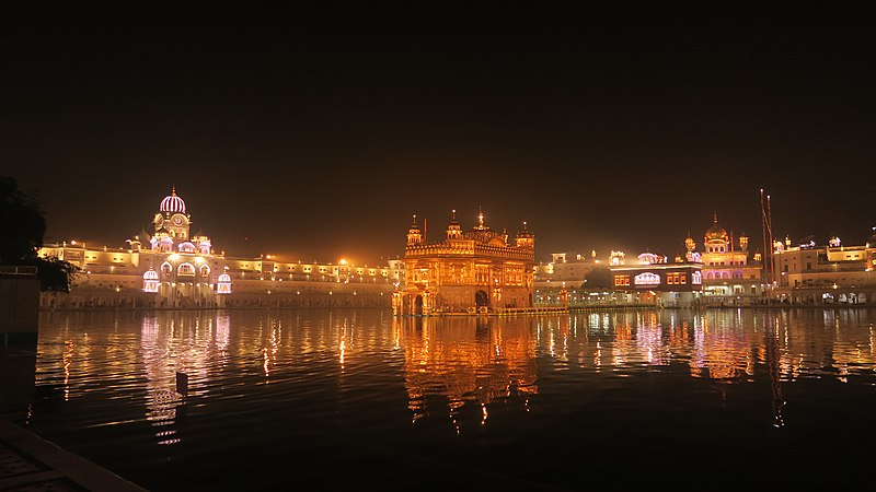 File:Amritsar golden temple view at night.JPG