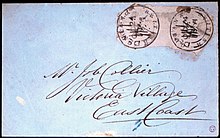 The 1850 British Guiana 2c pink cottonreel stamps on cover, formerly in the Luard collection, now in the Royal Philatelic Collection. An 1850 British Guiana 2 c pink cottonreel pair on cover.jpg