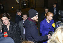 Anna Kinberg Batra (left) and Annie Loof (right in blue coat) interviewed by the press after the hastily called meeting between cabinet members and the opposition Anna Kinberg Batra, Annie Loof dec 2014.jpg