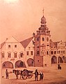 Arnauer Rathaus und links Patrizierhaus Gernert um 1845