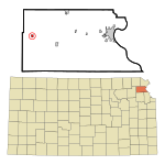 Atchison County Kansas Incorporated and Unincorporated areas Muscotah Highlighted.svg