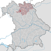 Lage Bambergs in Bayern, Location of Bamberg in Bavaria