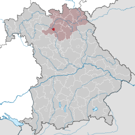 Poloha mesta Babmerg v rámci spolkovej krajiny Bavorsko