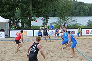 Deutsch: Beachhandball Europameisterschaften 2019 (Beach handball Euro); Tag 2: 3. Juli 2019 – Männer, Vorrunde Gruppe B, Slowenien-Russland 0:2 (16:24, 14:24) English: Beach handball Euro; Day 2: 3 July 2019 – Men Preliminary Round Group B – Slovenia-Russia 0:2 (16:24, 14:24)