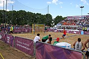 Deutsch: Beachhandball bei den Olympischen Jugendspielen 2018; Tag 7, 13. Oktober 2018; Jungen, Finale – Portugal-Spanien 1:2 English: Beach handball at the 2018 Summer Youth Olympics at 13 October 2018 – Boys Gold Medal Match – Portugal-Spain 1:2