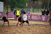 Deutsch: Beachhandball bei den Olympischen Jugendspielen 2018; Tag 6, 12. Oktober 2018; Jungen, Platzierungssspiel Ränge 9-10 – Chinese Taipei (Taiwan)-Uruguay 2:1 English: Beach handball at the 2018 Summer Youth Olympics at 12 October 2018 – Boy's Placement Match 9-10 – Chinese Taipei (Taiwan)-Uruguay 2:1