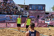 Deutsch: Beachhandball bei den Olympischen Jugendspielen 2018; Tag 7, 13. Oktober 2018; Jungen, Halbfinale – Argentinien-Portugal 1:2 English: Beach handball at the 2018 Summer Youth Olympics at 13 October 2018 – Boys Semifinal – Argentina-Portugal 1:2