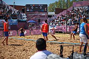 Deutsch: Beachhandball bei den Olympischen Jugendspielen 2018 in Buenos Aires; Tag 7, 13. Oktober 2018; Jungen, Halbfinale – Spanien-Kroatien 2:1 English: Beach handball at the 2018 Summer Youth Olympics in Buenos Aires at 13 October 2018 – Boys Semifinal – Spain-Croatia 2:1 Español: Handball de playa en los Juegos Olimpicos de la Juventud Buenos Aires 2018 en 13 de octubre de 2018 – Semifinales de chicos - España-Croacia 2:1