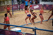 Deutsch: Beachhandball bei den Olympischen Jugendspielen 2018; Tag 5, 10. November 2018; Mädchen, Hauptrunde - Chinese Taipei (Taiwan)-Niederlande 1:2 English: Beach handball at the 2018 Summer Youth Olympics at 11 October 2018 – Girls Main Round – Chinese Taipei (Taiwan)-Netherlands 1:2