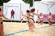 Deutsch: Beachhandball bei den Olympischen Jugendspielen 2018; Tag 5, 10. November 2018; Mädchen, Hauptrunde - Chinese Taipei (Taiwan)-Paraguay 2:0 English: Beach handball at the 2018 Summer Youth Olympics at 11 October 2018 – Girls Main Round – Chinese Taipei (Taiwan)-Paraguay 2:0