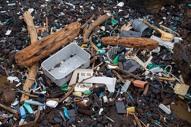 Trash washed ashore in Hawaii from the Great Pacific Garbage Patch