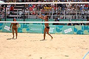 Deutsch: Beachvolleyball bei den Olympischen Jugendspielen 2018; Tag 11, 17. Oktober 2018; Mädchen, Finale – Italien (Claudia Scampoli & Nicol Bertozzi)- Russland (Maria Woronina & Maria Botscharow) 0:2 (19–21/19–21) English: Beach volleyball at the 2018 Summer Youth Olympics at 17 October 2018 – Girls Final – Italy (Claudia Scampoli & Nicol Bertozzi) - Russia (Maria Voronina & Maria Bocharova) 0:2 (19–21/19–21)