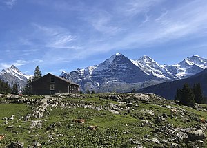 Berghaus Hintisberg with Eiger, Mönch and Jungfrau