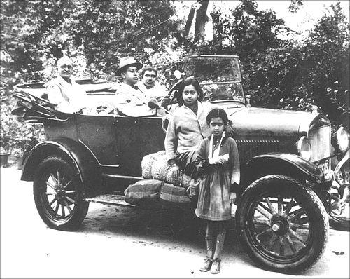 Bhaktisiddhanta in a car, ca.1930