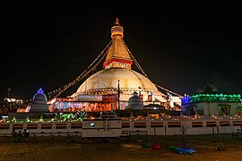 Night view of Boudhanath Stupa Photograph: Christopher J. Fynn