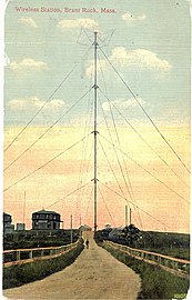 Fessenden's 1906 Brant Rock, MA transatlantic transmitter, an early mast radiator