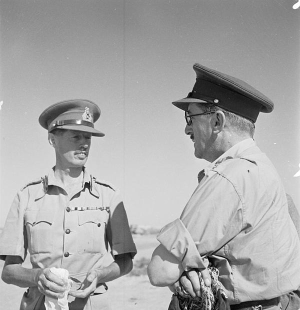 Eric Dorman-Smith (left) talking with General Sir Alan Brooke at El Alamein, Egypt, August 1942.