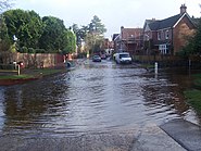 The ford at Brockenhurst, leading into the village centre, following heavy rain