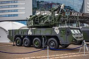 English: SAM Buk-MB3K, auxiliary machine (missile loader). 10th international exhibition of arms and military machinery Milex-2021 (23-26 June 2021). Minsk, Belarus Русский: Бук-МБ3К. 10-я международная выставка вооружения и военной техники Milex-2021 (23-26 июня 2021). Минск, Беларусь