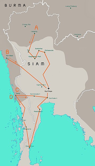 1765-67 Burmese invasion routes