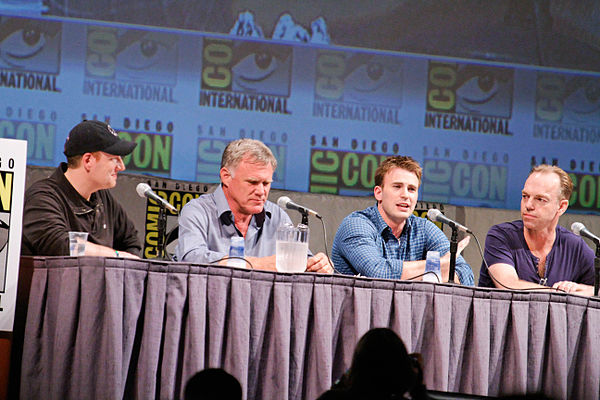 Kevin Feige, Joe Johnston, Chris Evans, and Hugo Weaving at the 2010 San Diego Comic-Con