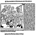 Fabelen Bonden og sønnne hans frå William Caxton si engelske omsetjing av Æsops fablar i ei utgåve frå 1500.