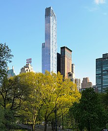 Panoráma města Midtown Manhattan z pohledu Central Parku s One57 uprostřed