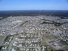 City of Thompson, looking West. The Burntwood River is visible at the edge of town. City of Thompson.JPG