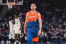 Stauskas with the Cavaliers in 2019 Cleveland Cavaliers vs. Brooklyn Nets (32170491567).jpg