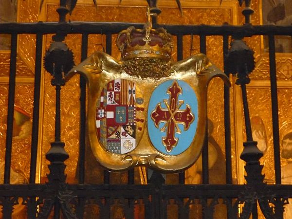 Arms of the House of Bourbon-Two Sicilies as grand masters of the Constantinian Order, Cathedral of Barcelona