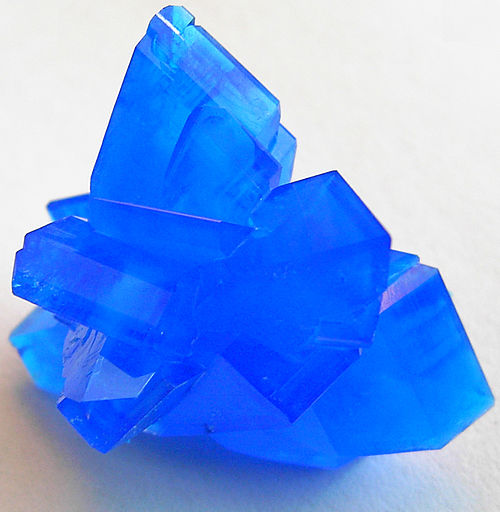 Hydrated copper(II) sulfate is bright blue.