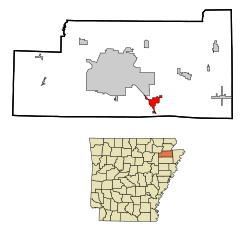 Location in Craighead County and the state of آرکانزاس