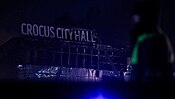 Napis "Crocus City Hall" po pożarze budynku w 2024 roku