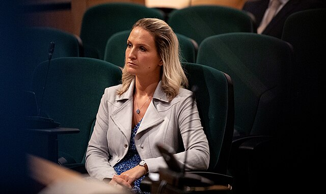 McEntee takes her seat in the Convention Centre Dublin for the election of Micheál Martin as Taoiseach