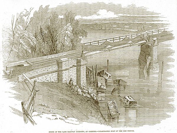 The Dee bridge after its collapse