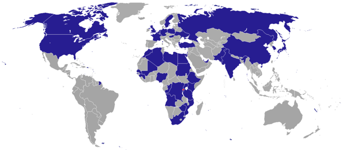Map of diplomatic missions in Rwanda