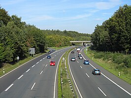 De A485 bij de aansluiting Bergwerkswald