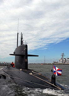 Royal Netherlands Navy jack Dutch submarine HNLMS Walrus (SSK S802).jpg