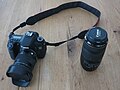 A bog-standard SLR camera with slow autofocus should work.