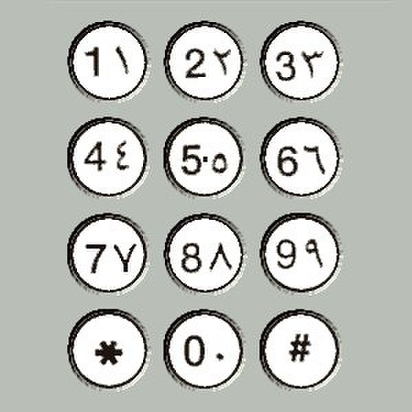 Modern-day Arab telephone keypad with two forms of Arabic numerals: Western Arabic numerals on the left and Eastern Arabic numerals on the right
