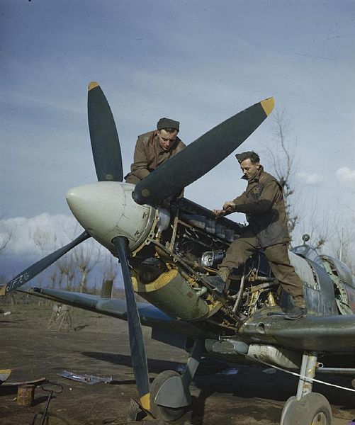 File:Engine cowling of a Spitfire, Under the -- great detail of cock et c.jpg