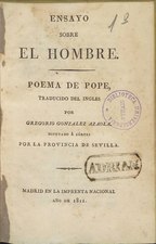 Ensayo sobre el hombre (González Azaola tr.) (1821), por Alexander Pope    