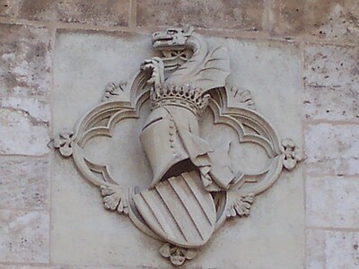 Valencian coat of arms over the entrance of Serranos Towers