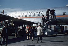 Passengers exiting plane at the El Paso Airport in  1957