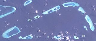 NASA-Sat.-Bild des Fasdhūtherē-Atolls
