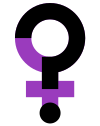 kvinnesymbol slått sammen med et spørsmålstegn