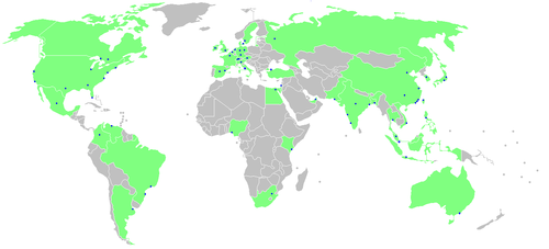 Ville Mondiale: La notion de ville mondiale, Tableau de classements, Classement du nombre de villes mondiales et de villes avec forte propension à le devenir par pays pour GaWC