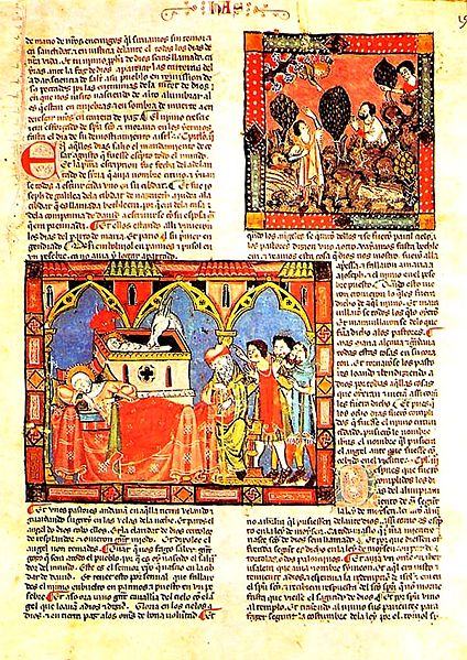 The Códice del Escorial (1272–1284) from Spain. Medieval manuscripts often used red-orange minium pigment in the letters of the text and for small ill